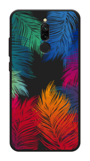 Матовый силиконовый чехол "Рамка из перьев" на Xiaomi Redmi 8 Awog