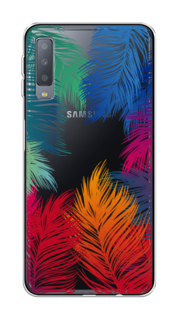 Чехол Awog на Samsung Galaxy A7 2018 "Рамка из перьев"