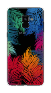 Чехол Awog на Samsung Galaxy A8 + "Рамка из перьев"