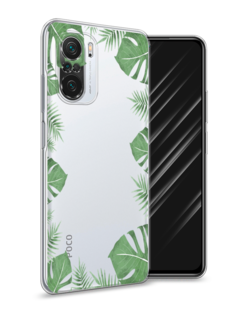 Чехол Awog на Poco F3/Redmi K40/Mi 11i "Листья папоротника рамка"