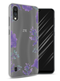 Чехол Awog на ZTE Blade A5 (2020) / ЗТЕ Блэйд A5 (2020) "Сиреневая цветочная рамка"