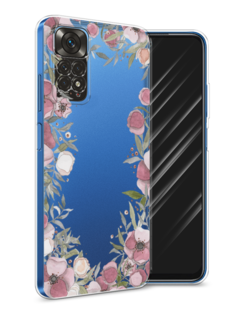 Чехол Awog на Xiaomi Redmi Note 11 4G Global/Redmi Note 11S "Розовая цветочная рамка"