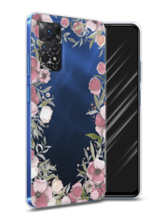 Чехол Awog на Xiaomi Redmi Note 11 Pro "Розовая цветочная рамка"