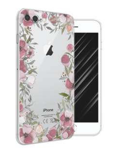 Чехол Awog на Apple iPhone 7 Plus / Айфон 7 Plus "Розовая цветочная рамка"