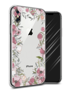 Чехол Awog на Apple iPhone XS Max (10S Max) Розовая цветочная рамка"