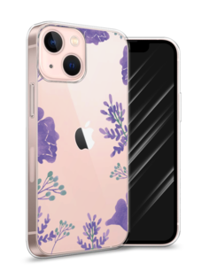 Чехол Awog на Apple iPhone 13 mini / Айфон 13 mini "Сиреневая цветочная рамка"