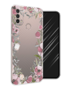 Чехол Awog на Lenovo K14 Plus / Леново K14 Плюс "Розовая цветочная рамка"
