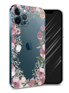 Чехол Awog на Apple iPhone 12 Pro Max / Айфон 12 Pro Max "Розовая цветочная рамка"
