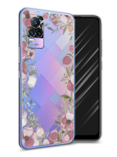 Чехол Awog на Vivo V21e 4G "Розовая цветочная рамка"