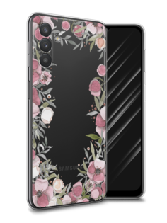 Чехол Awog на Samsung Galaxy A13 5G / Самсунг A13 5G "Розовая цветочная рамка"