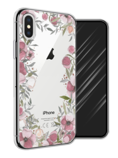 Чехол Awog на Apple iPhone XS (10S) / Айфон XS (10S) "Розовая цветочная рамка"