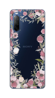 Чехол Awog на Sony Xperia 10 II "Розовая цветочная рамка"