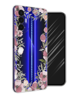 Чехол Awog на Tecno Pova 3 "Розовая цветочная рамка"