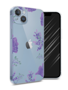 Чехол Awog на Apple iPhone 14 Plus / Айфон 14 Плюс "Сиреневая цветочная рамка"