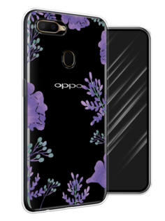 Чехол Awog на Oppo A5s "Сиреневая цветочная рамка"
