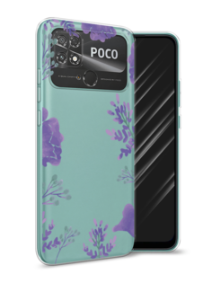 Чехол Awog на Poco C40 "Сиреневая цветочная рамка"