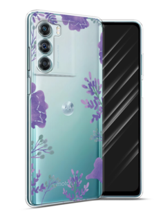 Чехол Awog на Motorola Moto Edge S30 "Сиреневая цветочная рамка"