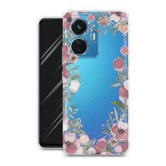 Чехол Awog на Vivo T1 44W "Розовая цветочная рамка"