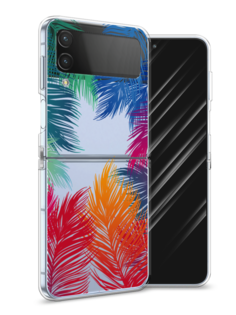 Чехол Awog на Samsung Galaxy Z Flip 4 / Самсунг Z Flip 4 "Рамка из перьев"
