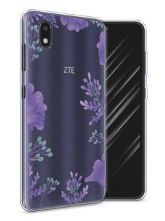 Чехол Awog на ZTE Blade A3 (2020) / ЗТЕ Блэйд A3 (2020) "Сиреневая цветочная рамка"