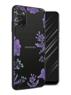 Чехол Awog на Samsung Galaxy A03S / Самсунг A03S "Сиреневая цветочная рамка"