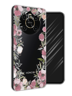 Чехол Awog на Honor X9 4G/Magic4 Lite 4G "Розовая цветочная рамка"