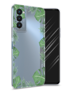 Чехол Awog на Tecno Camon 18P "Листья папоротника рамка"
