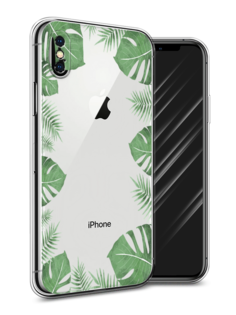 Чехол Awog на Apple iPhone XS Max (10S Max) Листья папоротника рамка"