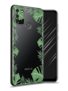 Чехол Awog на Honor 9A "Листья папоротника рамка"