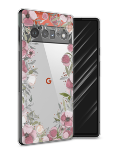 Чехол Awog на Google Pixel 6 Pro "Розовая цветочная рамка"
