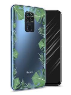 Чехол Awog на Xiaomi Redmi 10X/Redmi Note 9 "Листья папоротника рамка"