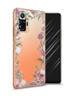 Чехол Awog на Xiaomi Redmi Note 10 Pro "Розовая цветочная рамка"