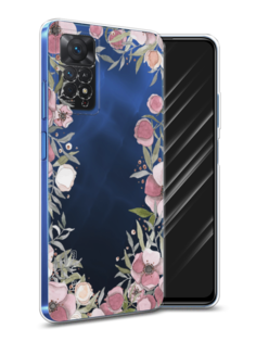 Чехол Awog на Xiaomi Redmi Note 11 Pro/11 Pro 5G/11E Pro "Розовая цветочная рамка"