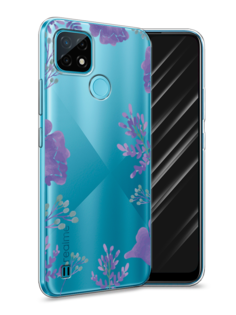 Чехол Awog на Realme C21 "Сиреневая цветочная рамка"