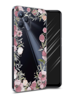 Чехол Awog на Realme C35 "Розовая цветочная рамка"