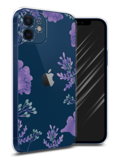 Чехол Awog на Apple iPhone 12 mini / Айфон 12 mini "Сиреневая цветочная рамка"