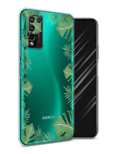 Чехол Awog на Honor 10X Lite "Листья папоротника рамка"