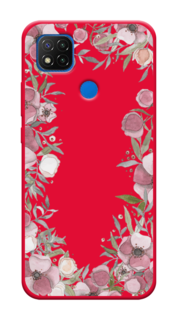 Чехол Awog на Xiaomi Redmi 9C "Розовая цветочная рамка"