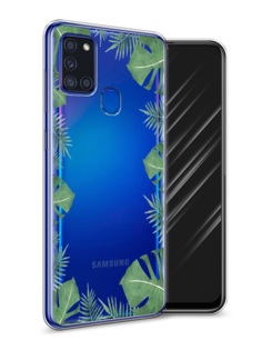 Чехол Awog на Samsung Galaxy A21s / Самсунг A21s "Листья папоротника рамка"