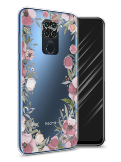 Чехол Awog на Xiaomi Redmi 10X/Redmi Note 9 "Розовая цветочная рамка"