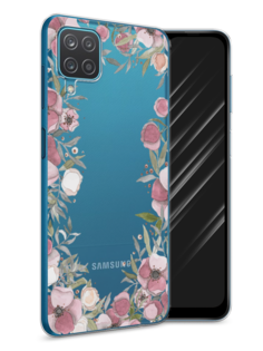 Чехол Awog на Samsung Galaxy A12 / Самсунг A12 "Розовая цветочная рамка"