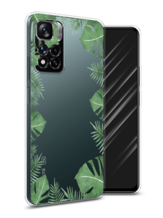Чехол Awog на Xiaomi Redmi Note 11 Pro Plus 5G "Листья папоротника рамка"