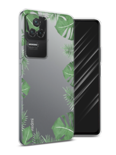 Чехол Awog на Poco F4/Redmi K40S "Листья папоротника рамка"