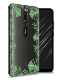 Чехол Awog на Xiaomi Redmi 8 "Листья папоротника рамка"