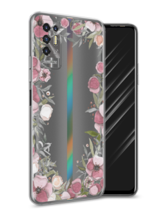 Чехол Awog на Tecno Pova 2 "Розовая цветочная рамка"