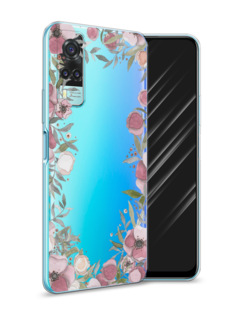 Чехол Awog на Vivo Y31/Y53s 4G "Розовая цветочная рамка"
