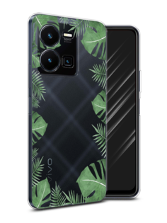 Чехол Awog на Vivo Y35 4G / Виво Y35 4G "Листья папоротника рамка"
