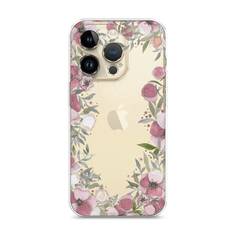 Матовый силиконовый чехол "Розовая цветочная рамка" для Apple iPhone 14 Pro Awog