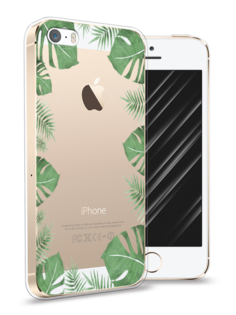 Чехол Awog на Apple iPhone 5 / Айфон 5 "Листья папоротника рамка"