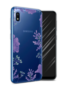 Чехол Awog на Samsung Galaxy A10 "Сиреневая цветочная рамка"